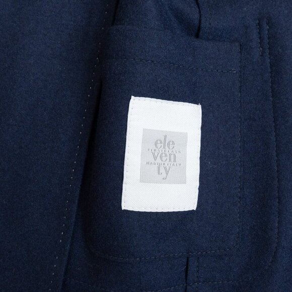 ELEVENTY Sports Jacket Navy Wool Coat Elbow Patch Two Button Blazer US 40 EU 50 - Picture 12 of 15